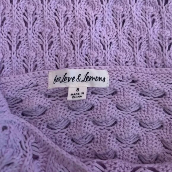 For Love & Lemons SET Charlotte Mini Skirt Crop Bra Top Purple Lavender Knit - Picture 3 of 4